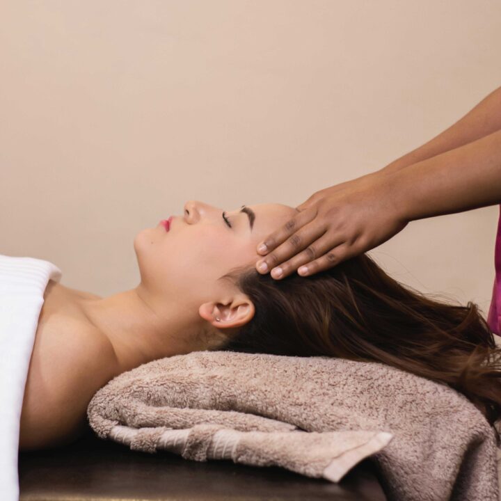Ayurvedic head massage at Lilac Wellness & Spa in Boudha.